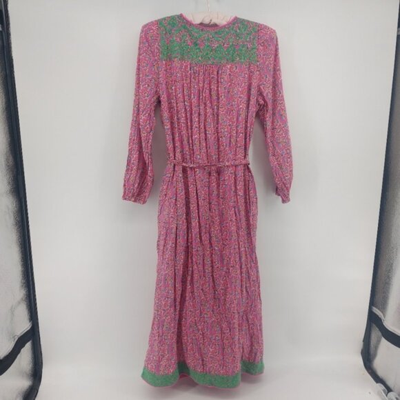 J Crew Embroidered Belted tunic dress in pink vines block print - Picture 9 of 10